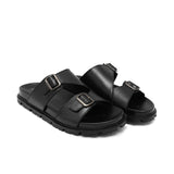 Black Double Buckle Slipper SA103