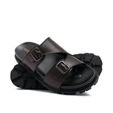 Brown Double Buckle Slipper SA104