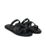 Black Leather Slipper SA139