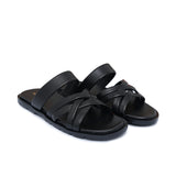 Black Leather Slipper SA134