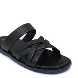 Black Leather Slipper SA134