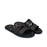 Brown Strap Leather Slipper SA136