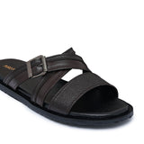 Brown Strap Leather Slipper SA136