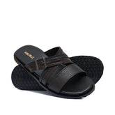 Brown Strap Leather Slipper SA136