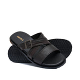 Brown Strap Leather Slipper SA136