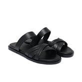 Black Leather Slipper SA147