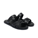 Black Leather Slipper SA147