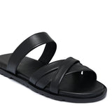 Black Leather Slipper SA147