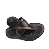 Black & Brown Cross-Strap Slippers SA63