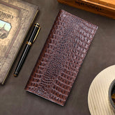 Men Leather Brown Long Wallet Q9