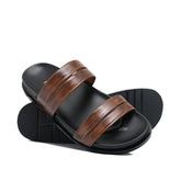 Brown double belt Slipper SA126