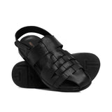 Regal Black Woven Peshawari Chappal DA12