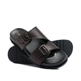 Brown Double Buckle Slipper SA104