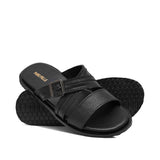 Black Strap Leather Slipper SA137