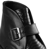Black Textured Leather Ankle Boots PJ38