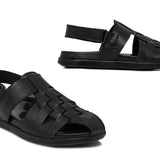 Regal Black Woven Peshawari Chappal DA12