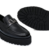 High Sole Black Patten Shoe FU09