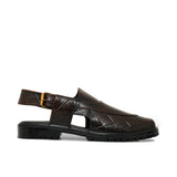 Textured Brown Peshawari Chappal DAZ3