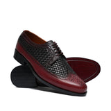 Maroon Black Leather Lace Shoe PH20