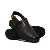 Textured Brown Peshawari Chappal DAZ3