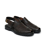 Textured Brown Peshawari Chappal DAZ3