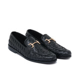 Black Woven Shoe with Gold Bit FZ42