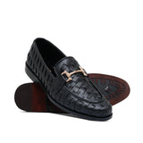 Black Woven Shoe with Gold Bit FZ42