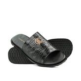 Black Textured Patent Slipper SA28