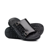 Black Two Monk Croc Slipper SJ01