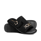 Black Chain Suede Slipper SA12