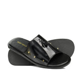 Black Studded Patent Slipper SA26