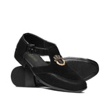 Black Suede & Patent Sandal Dd02