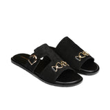 Black Chain Suede Slipper SA12