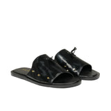 Black Studded Patent Slipper SA26