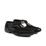 Black Suede & Patent Sandal Dd02