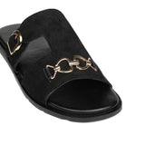 Black Chain Suede Slipper SA12