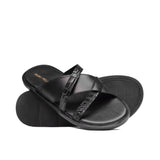 Black Croc Leather Slipper Sa21