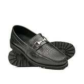 Black Croc Leather Shoe PJ01