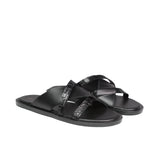 Black Croc Leather Slipper Sa21