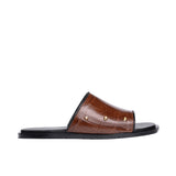 Brown Sleek Croc Slipper SA02
