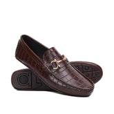 Brown Crocodile Embossed Loafer LS02