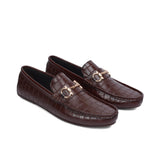 Brown Crocodile Embossed Loafer LS02