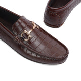 Brown Crocodile Embossed Loafer LS02