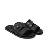 Black Strap Leather Slipper SA137
