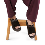 Suede Coffee Brown Buckle Slipper SA79