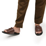 Brown Woven Tassel Slipper SA55