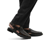 Textured Brown Peshawari Chappal DAZ3