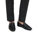 Textured Black Slip-On Shoes PA34