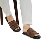 Brown Embossed Comfort Slipper SA97