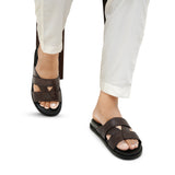 Brown Cross-Strap Slipper SA96